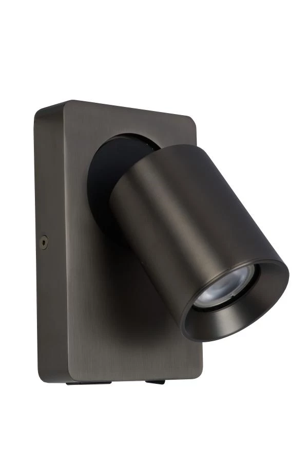 Lucide NIGEL - Wandspot - LED Dimb. - GU10 - 1x5W 3000K - Met USB oplaadpunt - Zwart Staal - uit